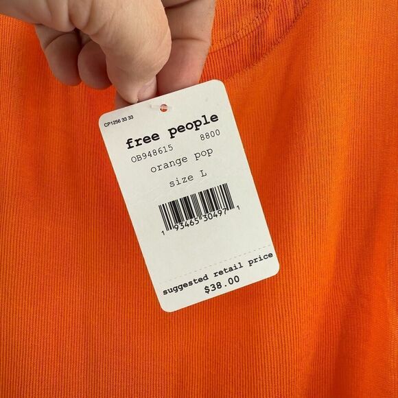 Free People Take The Plunge Tank Top Women’s Large Orange Relaxed Fit NWT - Picture 10 of 11